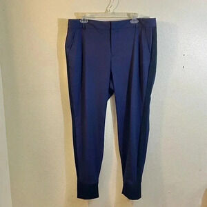 Calvin Klein Size 14 Blue Black Ribbed Side Panels Trouser Pants Joggers Dress